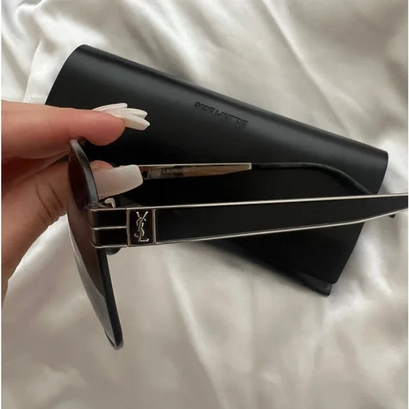 YSL Sleek Blacked-Out Aviator Sunglasses